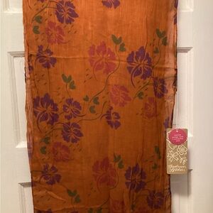 Gudrun Sjoden Orange and Purple Floral Scarf